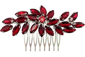 BETITETO Bridal Crystal Hair Piece Rhinestone Wedding Small Hair Comb Accessories for Women Girls (Red)