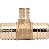 SharkBite 1-1/4 x 1-1/4 x 3/4 Inch Brass Crimp Reducing Tee, PEX Pipe, PE-RT, UC08353522