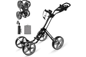 Tivor Lightweight Golf Push cart 4 Wheel Foldable Golf Trolley for Adults and Junior with Ergonomic Adjustable Handle, Scorecard Holder, Umbrella Mount, Foot Brake, All-Terrain Wheels