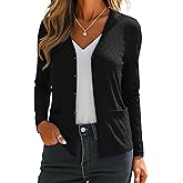 VIISHOW Women's Fall Cardigan Lightweight Long Sleeve V-Neck Open Front Button Up Loose Textured Cardigans with Pockets