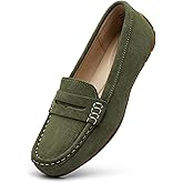 KORDAL Women's Comfortable & Lightweight Suede Leather Penny Loafers Slip-Ons Cute Business Casual Dress Shoes Work Office Flats Everyday Walking Shoes Driving Mocs for Women