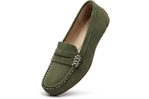 KORDAL Women's Comfortable & Lightweight Suede Leather Penny Loafers Slip-Ons Cute Business Casual Dress Shoes Work Office Flats Everyday Walking Shoes Driving Mocs for Women
