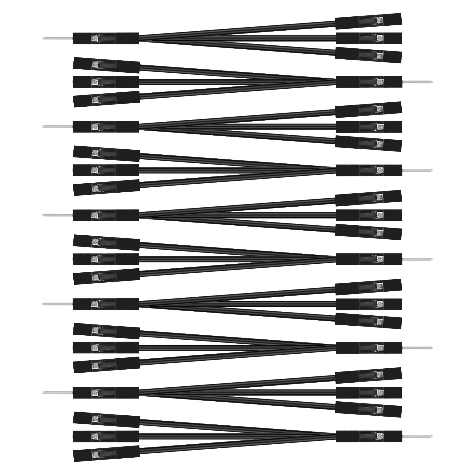 GINTOOYUN 10 PCS Black 1 to 3 Breadboard Jumper Cables 28AWG 1 Male to 3 Female 2.54mm Terminal DuPont Cable for Printed Circuit Board Engineering,PC Motherboards,etc(4.72 Inch)