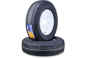 WINDA Trailer Tire Wheel Assembly ST225/75R15 10-Ply E 117L 6 Lug on 5.5" PCD White Spoke Rim,SET 2