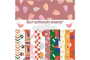 QIANSHAN 24 Sheets 12 Designs Scrapbook Paper Pad,6"×6” Single-Sided Decopodge Craft Cardstock Paper,Scrapbooking DIY Decorative Background Cardmaking Supplies.Sweet Love