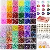 Glass Beads, Rondelle Crystal Beads for Jewelry Making, 48 Colors 5x8 mm 1500 Pcs Abacus Glass Beads Kit with Letter Beads for Friendship Bracelets,Necklace,Crafts Gifts