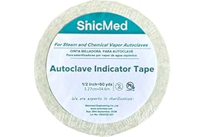 Sinicmed Autoclave Indicator Tapes for Steam Sterilization (1/2'' x60yards) with Plastic Core Dental Lab Tattoo(1)