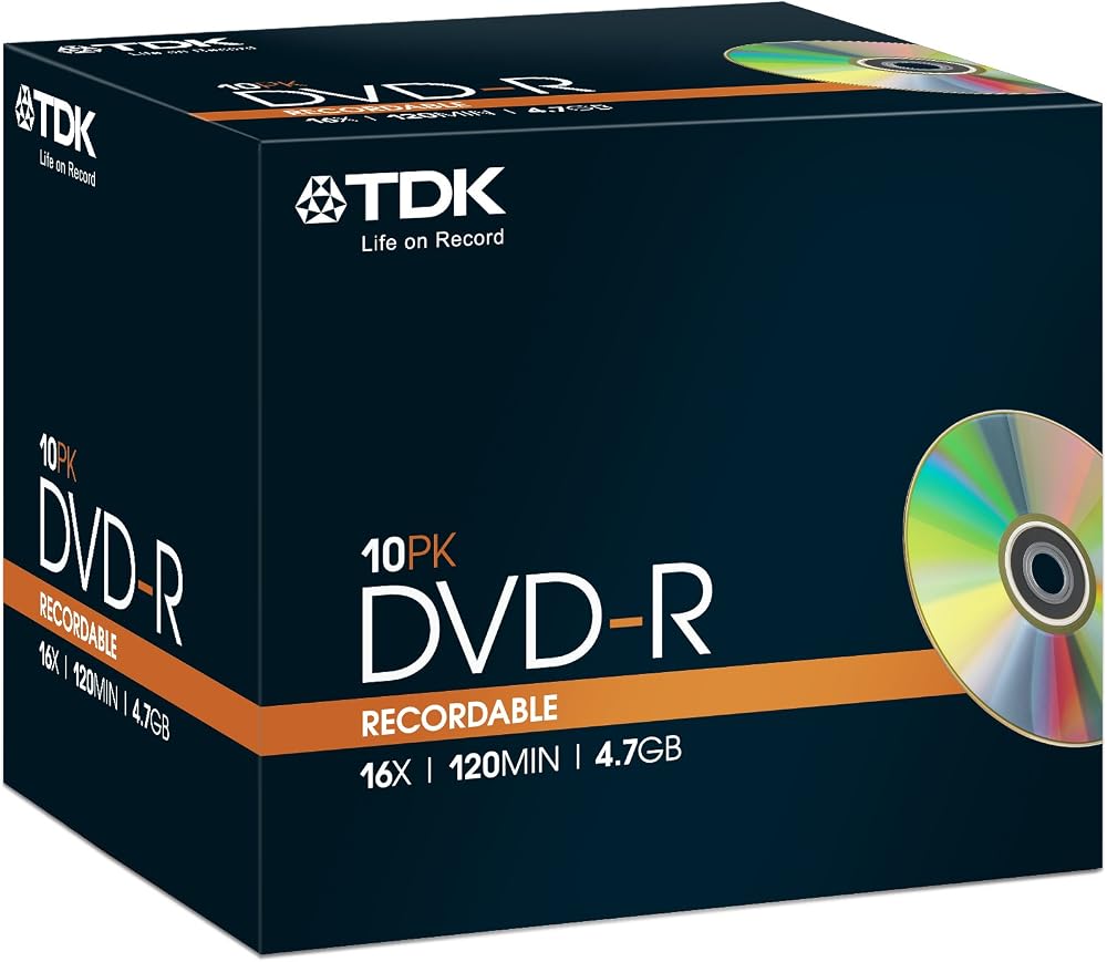 TDK 4.7GB DVD-R 16x Blank Media Discs 10 Pack Jewel Case