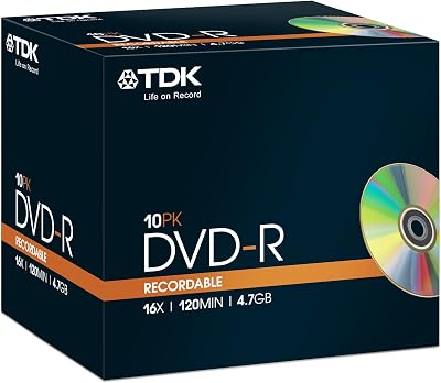 TDK 4.7GB DVD-R 16x Blank Media Discs 10 Pack Jewel Case