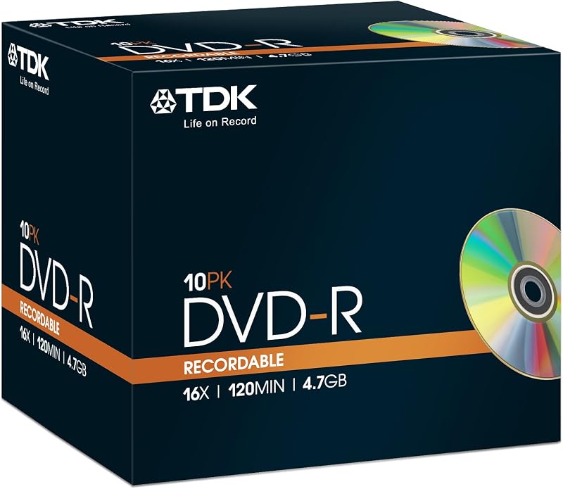 TDK 4.7GB DVD-R 16x Blank Media Discs 10 Pack Jewel Case