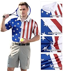 uideazone Mens USA Polo Shirts American Patriotic