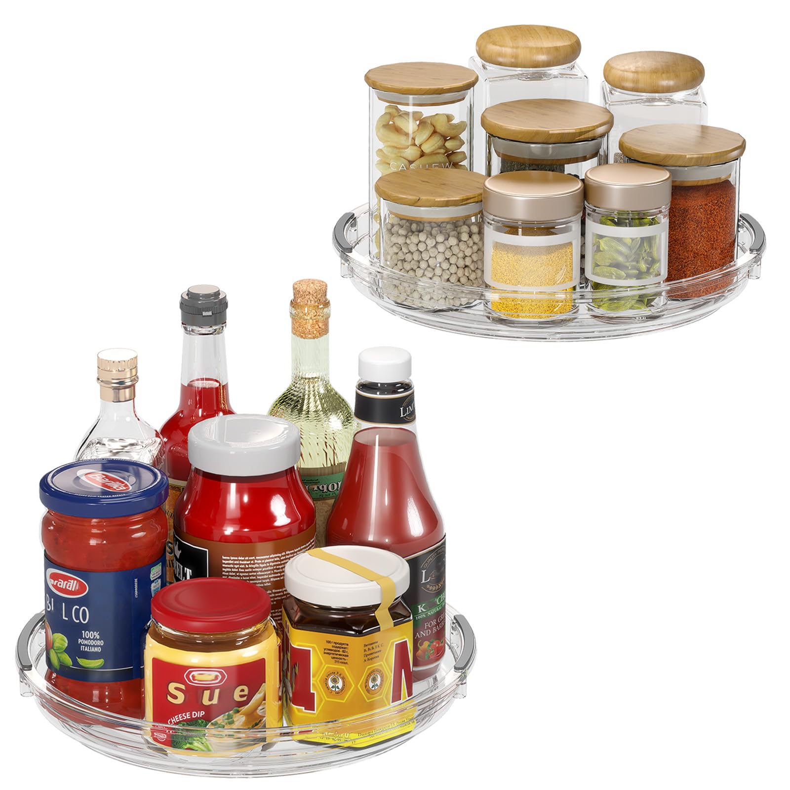 Photo 1 of Pantasia 2 Pack Lazy Susan Organizer, 9.25 inch Lazy Susan Turntable for Cabinet Table Top Refrigerator, Rotating Organizer for Pantry Fridge, Clear
