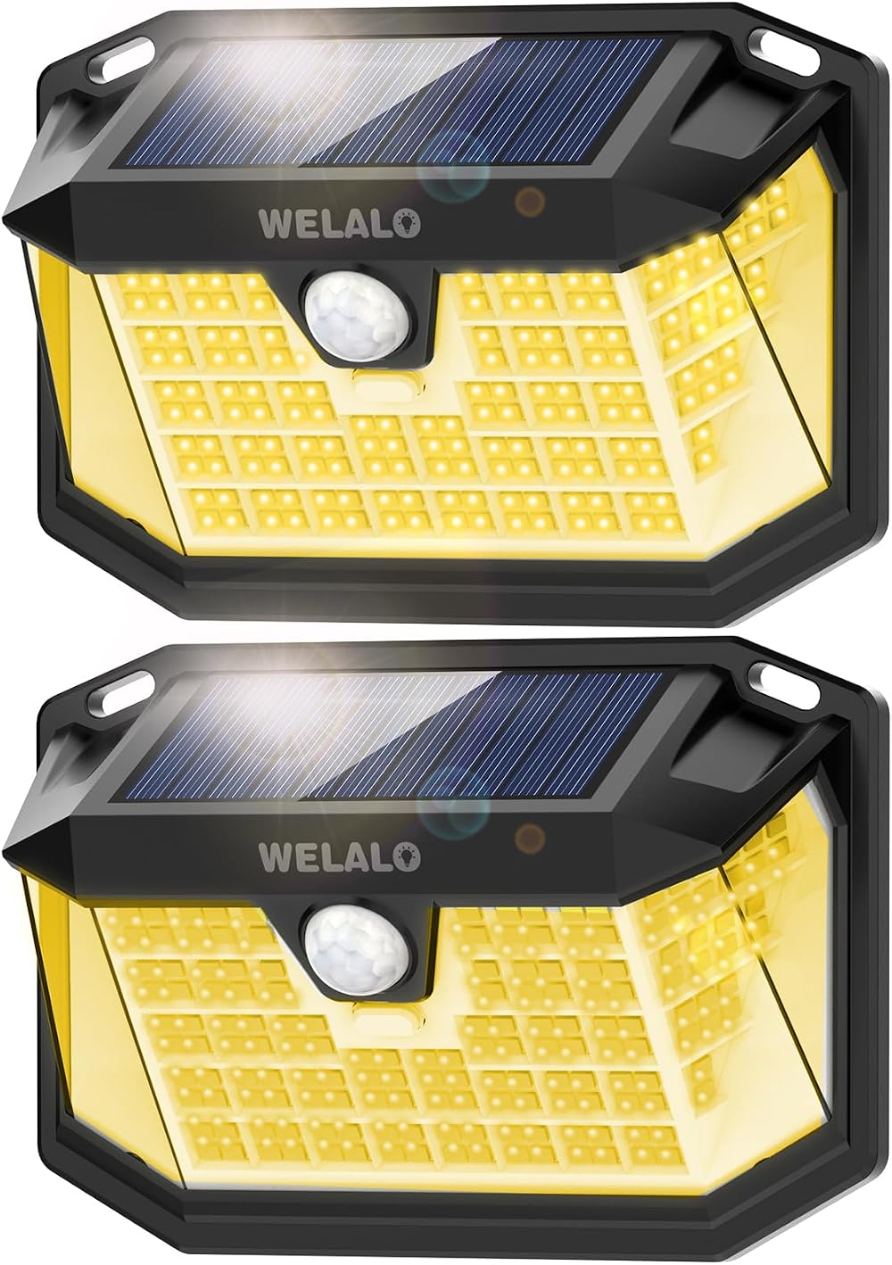WELALO 188 LED Solar Motion Light 3 Modes IP65 Weatherproof 2 Pack Warm White