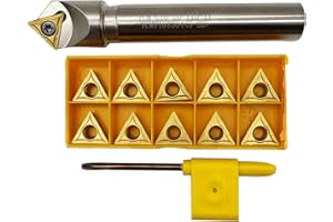 RHFGYY 45° Chamfering Tool Holder 5/8 inch Shank with 10pcs TCMT32.51 Carbide Inserts for Steel Turning Processing