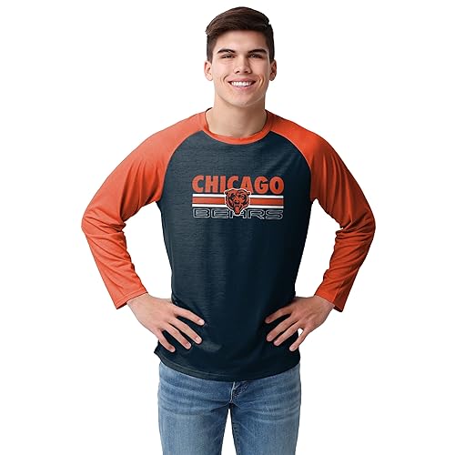 FOCO mens Nfl Nfl Team Logo Raglan T-shirt Shirt, Colorblock Wordmark, X-Large US