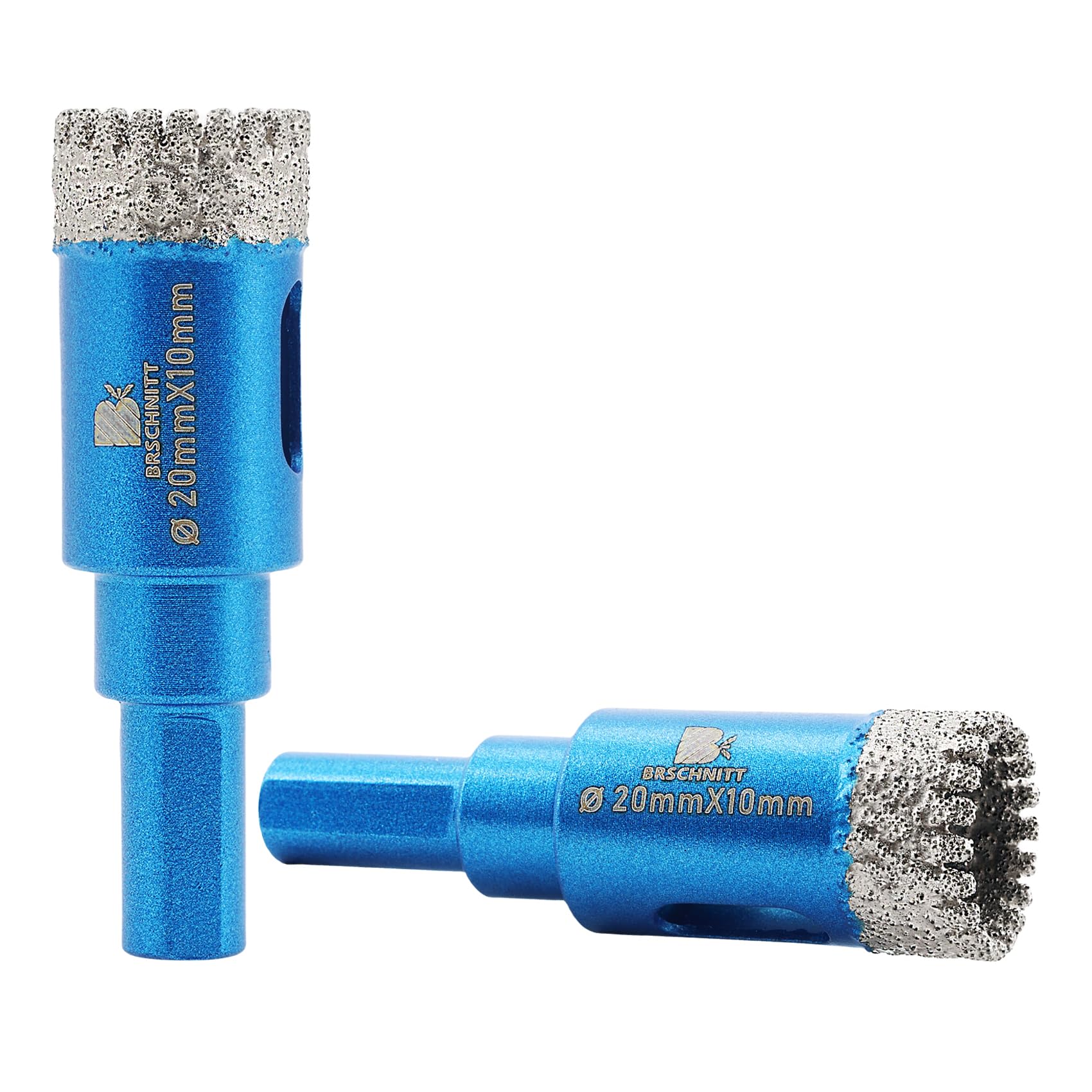 Dry Diamond Core Drill Bit Set,BRSCHNITT 2pcs 20mm Diamond Hole Saw Core Drill Bit with Triangle Shank for Porcelain Tile Ceramic Stone Granite Marble — image 1