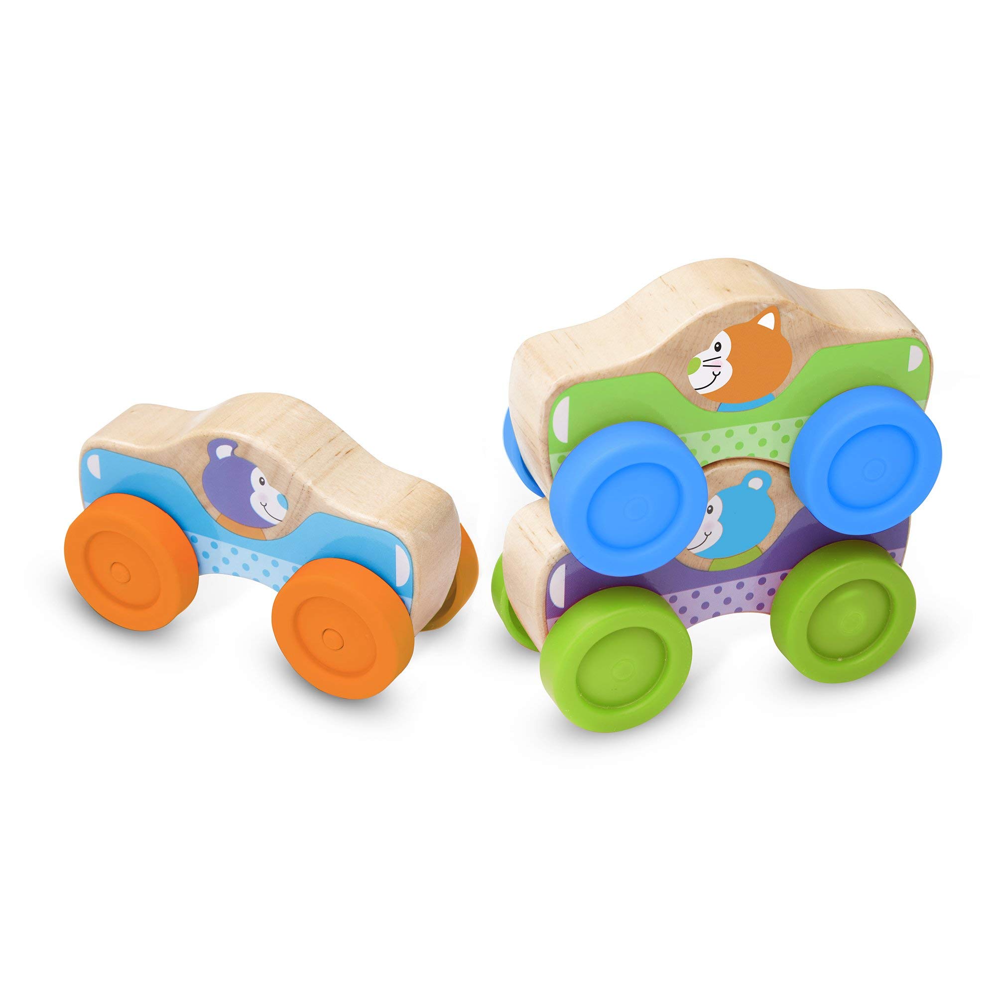 Melissa & Doug 40129 Animal Stacking Cars Baby Play Wooden Toy 3+ Gift for Boy or Girl, 15.24 cm*35.814 cm*20.574 cm