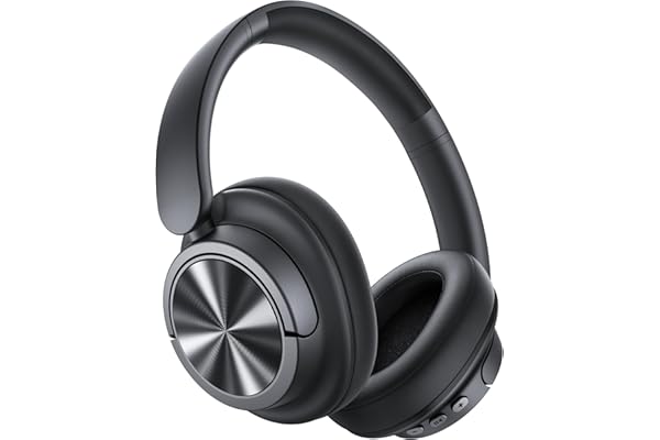 Hybrid Active Noise Cancelling Headphones 120H Playtime Wireless Headphones Bluetooth 6.0 Over Ear Headphones with 6 ENC HD Call Mic, Hi-Res 360° Spatial Audio ANC Headphone for Travel Workout Black