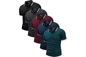 ZITY 5 Pack Polo Shirts for Men Short Sleeve Golf Shirt Moisture Wicking Breathable Casual Athletic Work Summer T-Shirt