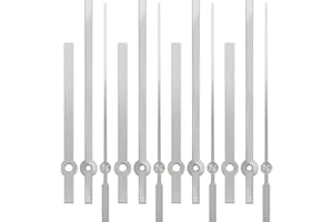 MCDFL Clock Hands Only (Silver, Simple, 8 Set) for Clocks Face Diameter of 250mm/9.84in or More, Thick Mounting Hole, Push Fit Hardware Craft 24h Analog Repair Tools Replacement Homemade Watch Parts