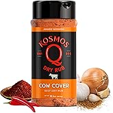 Kosmos Q Cow Cover BBQ Dry Rub, Smoky & Savory Beef Seasoning with Chili Pepper, Garlic, Onion & Paprika for Steak, Burgers, Brisket, Wild Game, Chicken, BBQ Rub for Grilling & Smoking, 10.5 Oz Shaker
