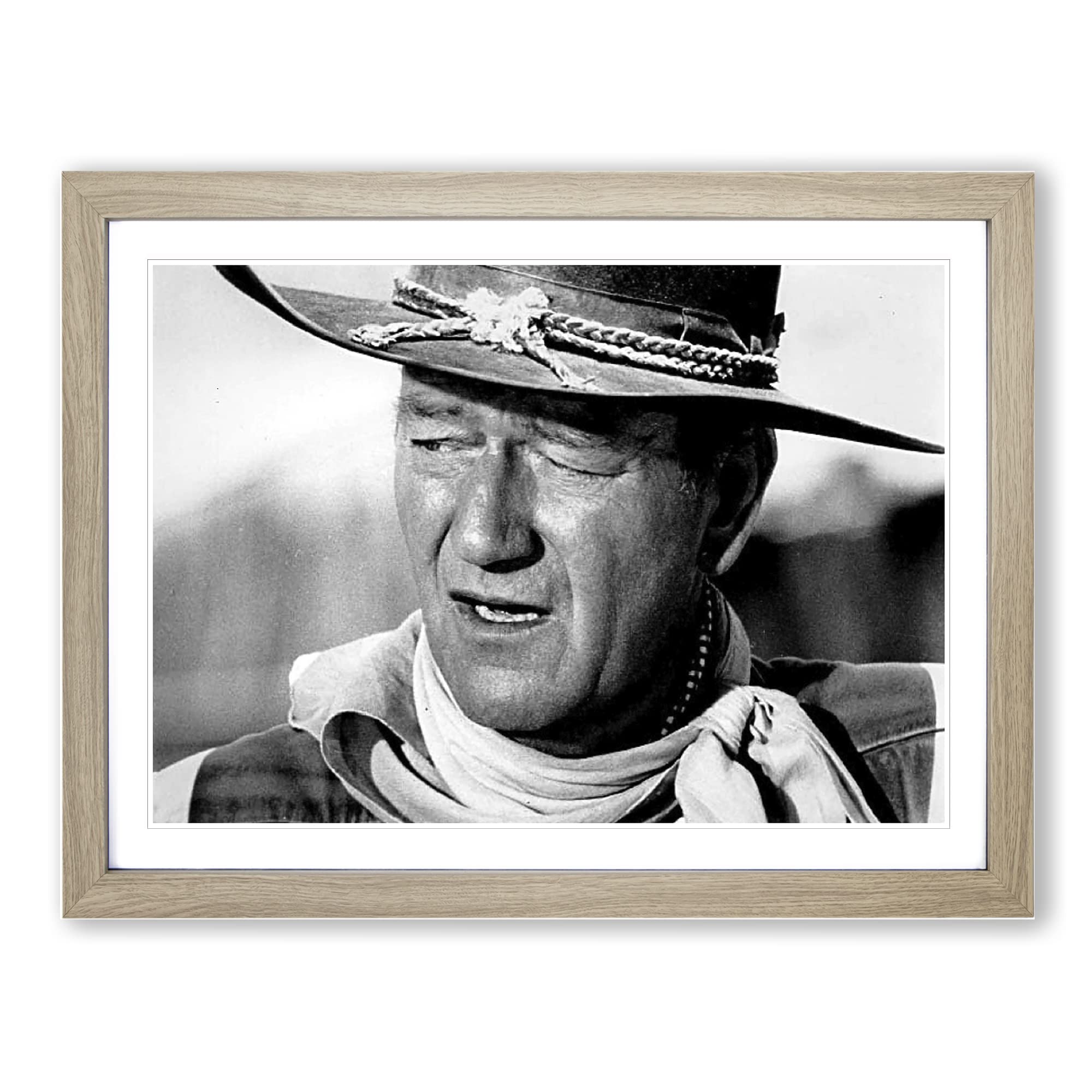 John Wayne No.3 Modern Framed Print | A4 Oak Framed Wall Art | Ready to Hang | Modern Nature Picture | Living Room Bedroom Lounge Office