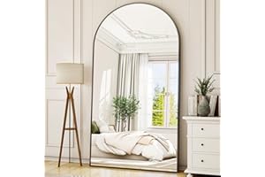 Easly Oversized Full-Body Mirror, 77" x 38" Arched Full-Length Mirror, Black Metal Frame, Floor Mirror for Bedroom, Living/Dressing Room, Gym - Stand/Wall Mounted/Leaning