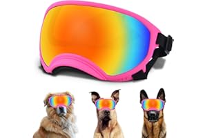 NICERINC PET Winproof Large Dog Sunglasses with Adjustable Strap, UV Protection, Soft Goggles for Medium-Large Dogs