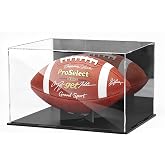 Football Display Case, Clear Acrylic Display Case with Mirror Back and Removable Football Stand, Dustproof &amp; UV Protection Showcase for Autographed Footballs, Collectibles &amp; Sports Memorabilia