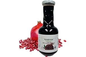 POMEGRANAZE 100% Organic Pomegranate Molasses 12.35 Oz Glass Bottle, No Sugar Added, Vegan, NON GMO, Gluten Free and Kosher