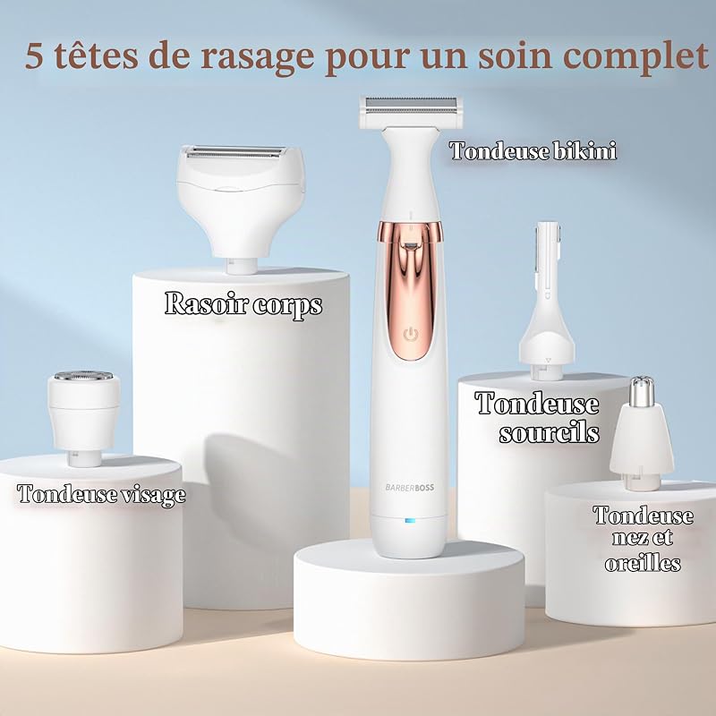 Rasoir électrique 5-en-1 pour femme, kit d'épilation rechargeable, pour le corps, le maillot, le visage, le nez et les sourcils, rasoir sans fil pour femme, QR-8005