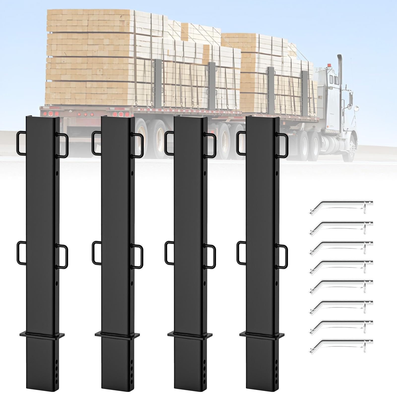 Photo 1 of 30" Adjustable C Channel Pipe Stakes 4 PCS, Upgraded Trailer Stake Sides for Flatbed Trucks and Trailer Hauler, Heavy Duty Trailer Stake Pocket Accessories with 4 Adjustable Holes