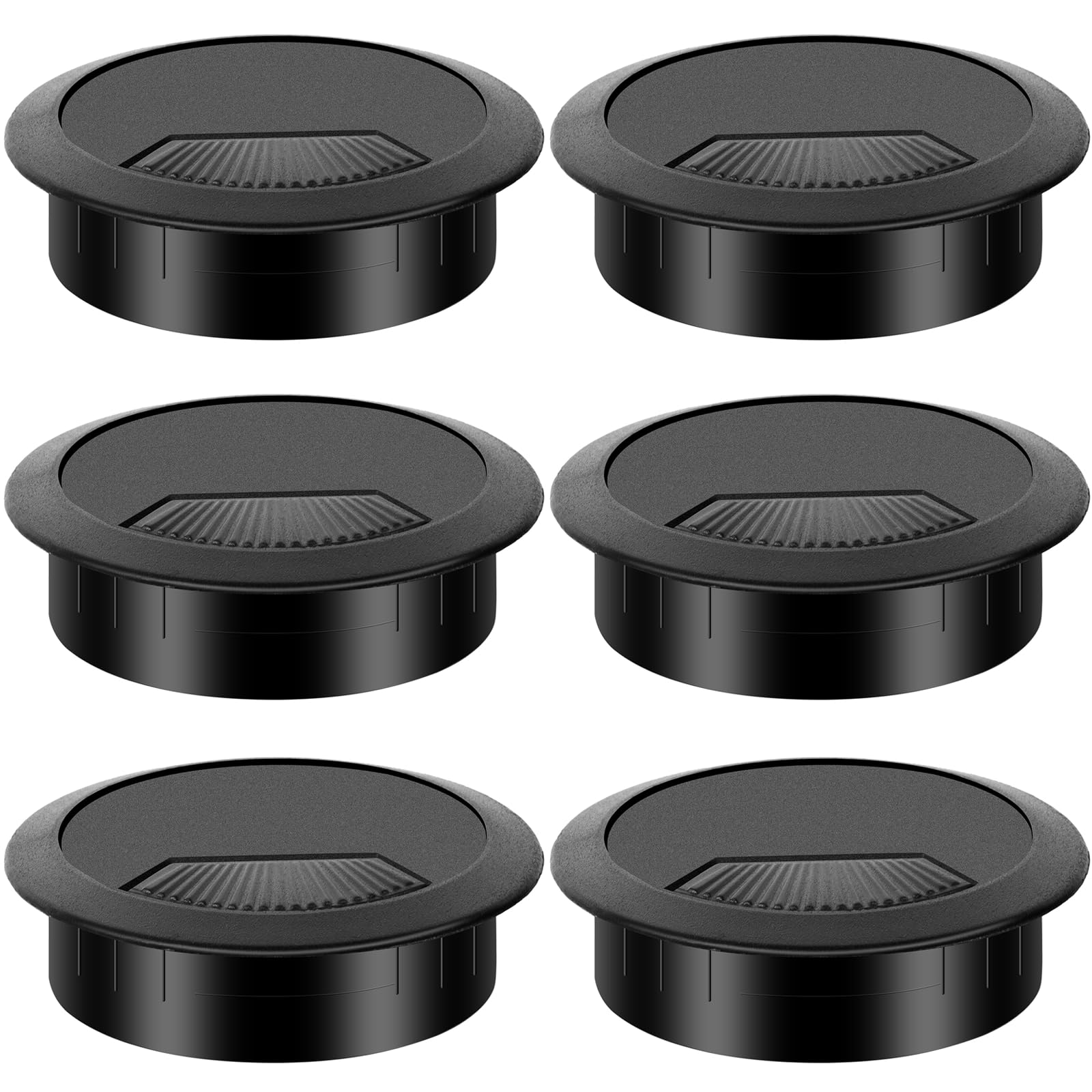 Dawenur 6 Pcs Desk Grommet 60mm Desk Cable Hole Black Plastic Worktop Cable Tidy Hole for Office Computer Desk Wires