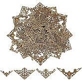 PH PandaHall 100pcs Book Corners 4 Styles Corner Protector Hollow Triangle Wrap Connector Metal Book Corners Tibetan Pendent Metal Album Resin Filler Filigree Corner Embellishments for Jewelry Making