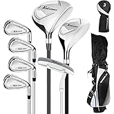 8 Pieces Complete Golf Club Set for Men & Women (Left/Right Hand) – Full Set with Fairway Wood, Hybrid, Irons, Putter & Lightweight Bag – Beginner Friendly, Best Value for Distance & Accuracy