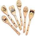 Riveira Organic Wooden Spoons for Cooking Utensils Set 6-Piece Magic Wizard Harr Potter Kitchen Utensils Gift Spatulas for No