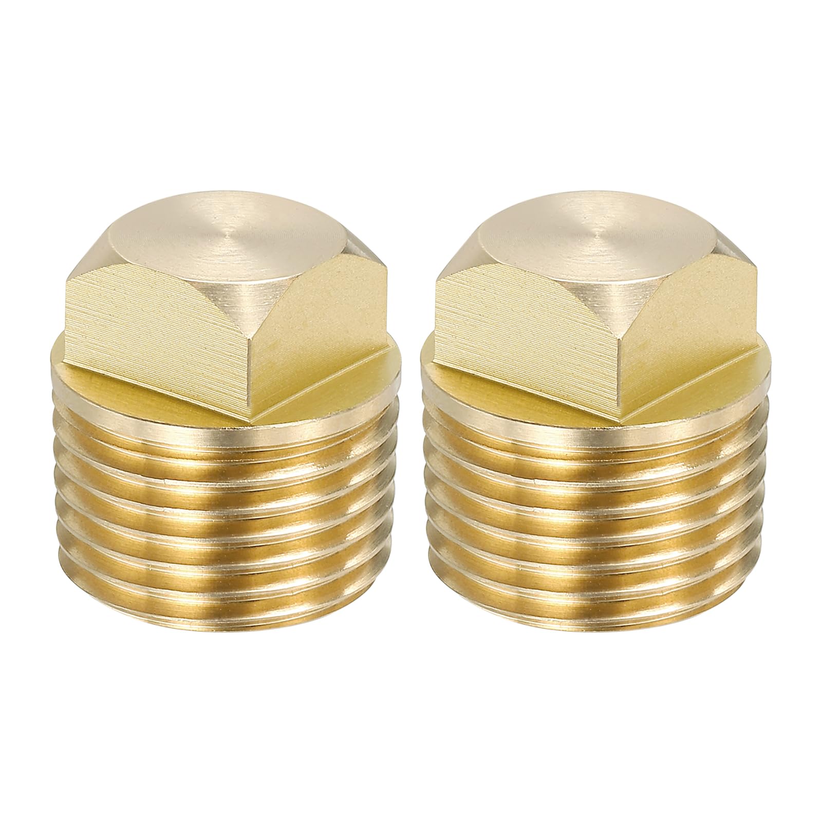 PATIKIL 1/2 Inch NPT Boat Drain Plug, 2 Pcs Solid Brass Spare Garboard Drain Plugs with Square Head for Kayak Fits Most Boats Hulls, Gold Tone