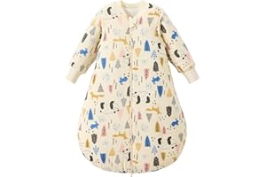Duomiaomiao 3.5 TOG Baby Sleep Sack 100% Cotton Winter Long Sleeve Baby Wearable Blanket, Super Warm Quilted Comfy Toddler Sleeping Sack