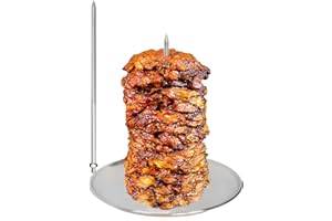DOLAMOTY BBQ vertical rotisserie Vertical Skewer for Al Pastor chicken gyro meat Hack Gaucho, for Home Made Tacos Al Pastor, Shawarma, Brazilian Churrasco,Stainless Steel,with 8 inch & 10 inch stick
