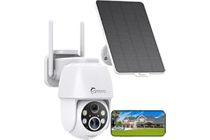 CAMSTRO 2K Solar Security Cameras Wireless Outdoor, WiFi Cameras for Home Security Battery-Powered, 360° PTZ, 3MP Color Night Vision, Two-Way Audio, Alexa/Google Assistant, 2.4Ghz Only
