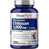 NusaPure Chitosan 1200mg 150 Caps (Non-GMO & Soyfree) with Bioperine