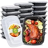 Glotoch 50 Pack (100-Piece) 32 oz 1 Compartment Meal Prep Containers with Lids, Plastic Food Storage Containers for Lunch, Microwave, Freezer, and Dishwasher Safe Take out Containers