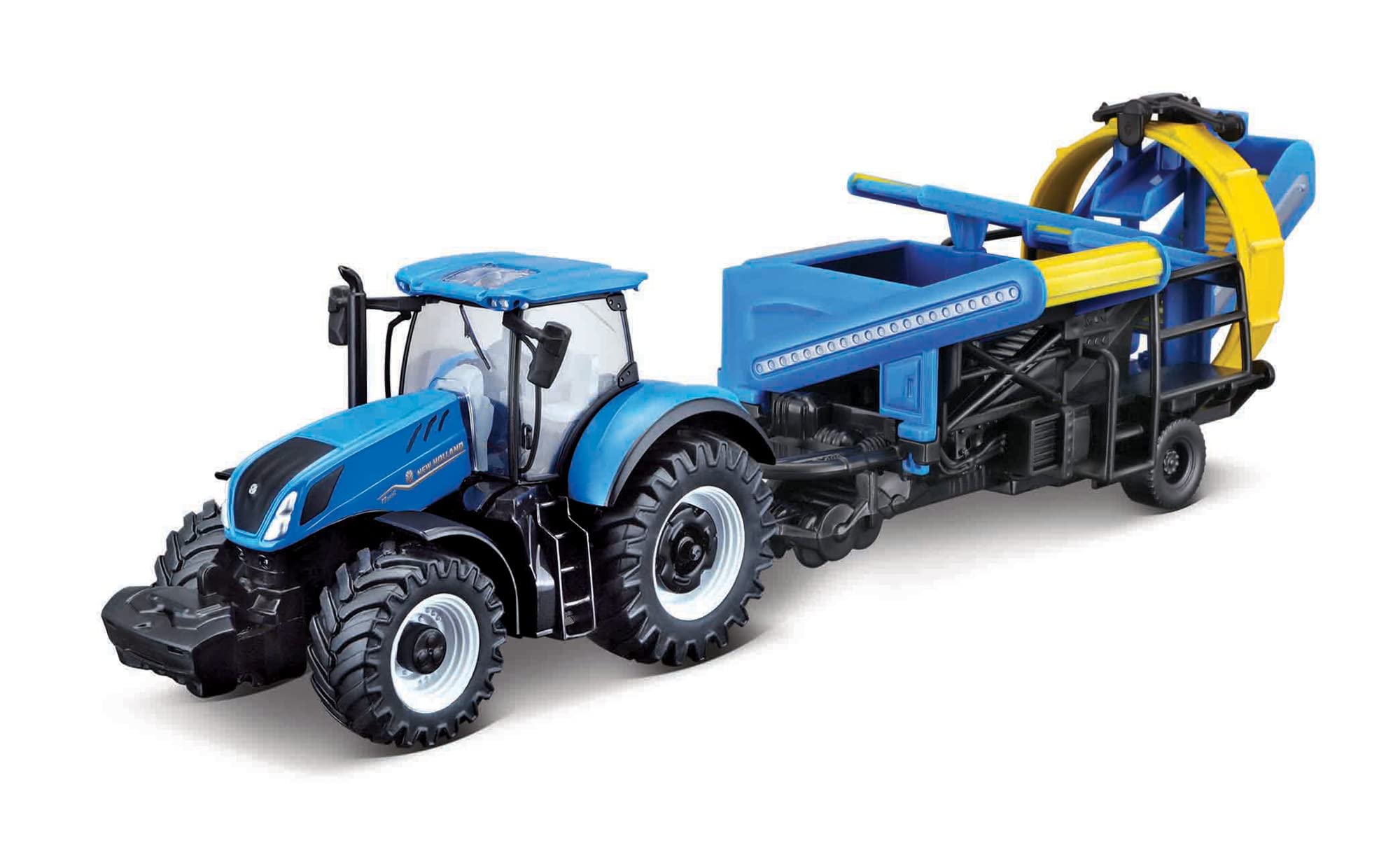 Bburago Die-Cast NEW HOLLAND T7.315 TRACTOR with Working CULTIVATOR - Detailed Replica Collectible Model Toy, Blue