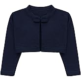 Lilax Baby Girls' Knit Long Sleeve Sweater, Bowknot Closure Bolero Cardigan