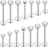Yaalozei 20G 16G 14G Different Sizes Lip labret Monroe Medusa Rings Stud Surgical Steel Long Cheek Dimple Rings Piercing Jewelry for Women Men Bar Length 6mm-19mm