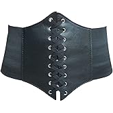 Hoerev Corsets Belt Tops Leather Vest Pirate Halloween Costume Lace Up Waist Belt Bustiers Corsets For Women