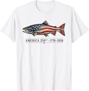 Fishing America's 250th Birthday Fish 250 Anniversary USA T-Shirt