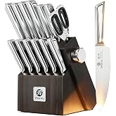 imarku Japanese High Carbon Stainless Steel Knife Set with Block, Precision-Forged Gyutou Kitchen Knives with Built-in Sharpener, Ultra-Sharp 10&ndash;15&deg; Edge, Ergonomic Non-Slip Handle, Dishwasher Safe