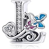S925 Silver Butterfly Initial Letter Charms Fit for Pandora Charms Bracelets and Necklace Alphabet Bead Charms Jewelry Gifts for Women
