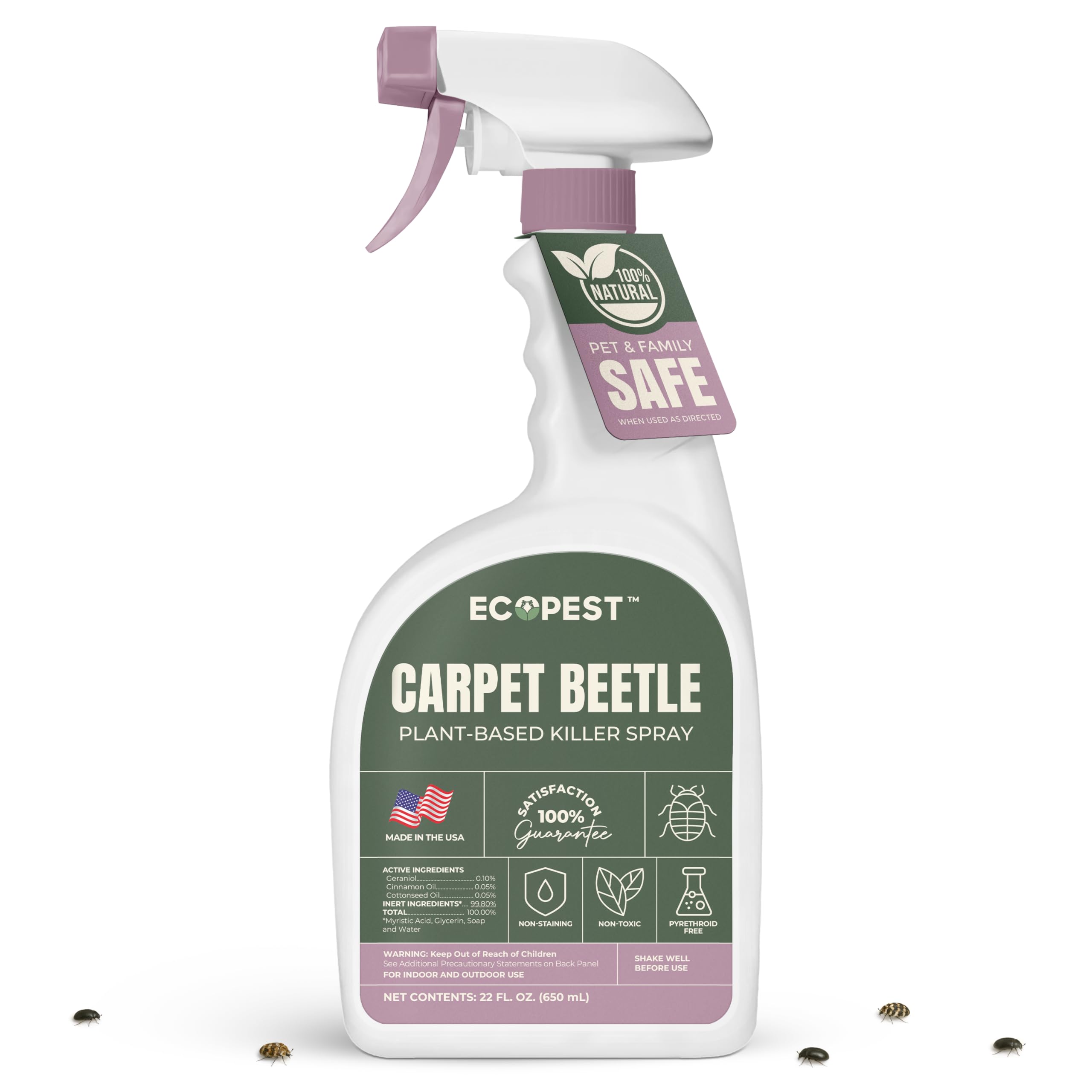 Photo 1 of Carpet Beetle Spray – Natural, Plant-Based Killer for Carpet Beetles, Eggs & Nymphs | Fabric & Furniture-Safe Home Treatment for Indoor Use | Child & Pet Safe, Low Odor, Eco-Friendly (22 oz)
